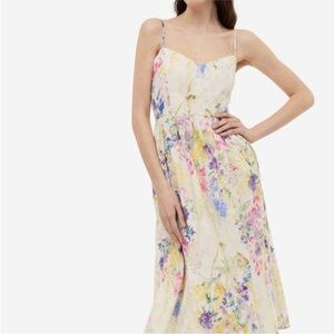 Floral Watercolour Linen Blend Spaghetti Strap Dress H&M